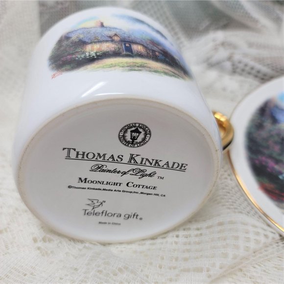 Thomas Kinkade Moonlight Cottage Tea Cup and Sauce - Picture 5 of 7